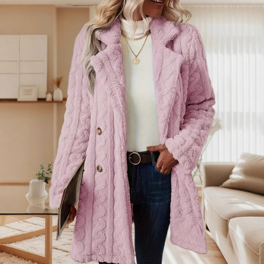 Damen Kuschelige Strickjacke mit hochfloriger Optik und knöpfbarem Verschluss EB
