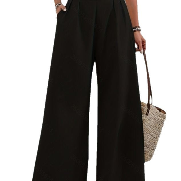 Damen Elegante und weite Bundfaltenhose EB