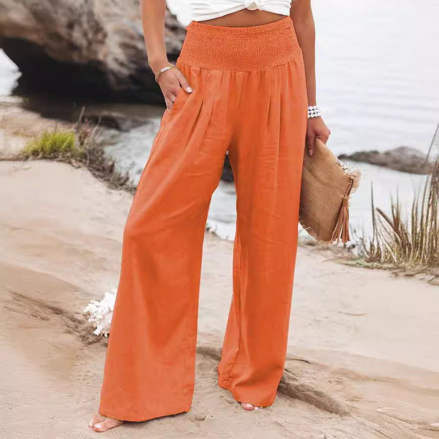 Damen weite Sommerhose mit elastischem Bund und komfortablem Schnitt EB