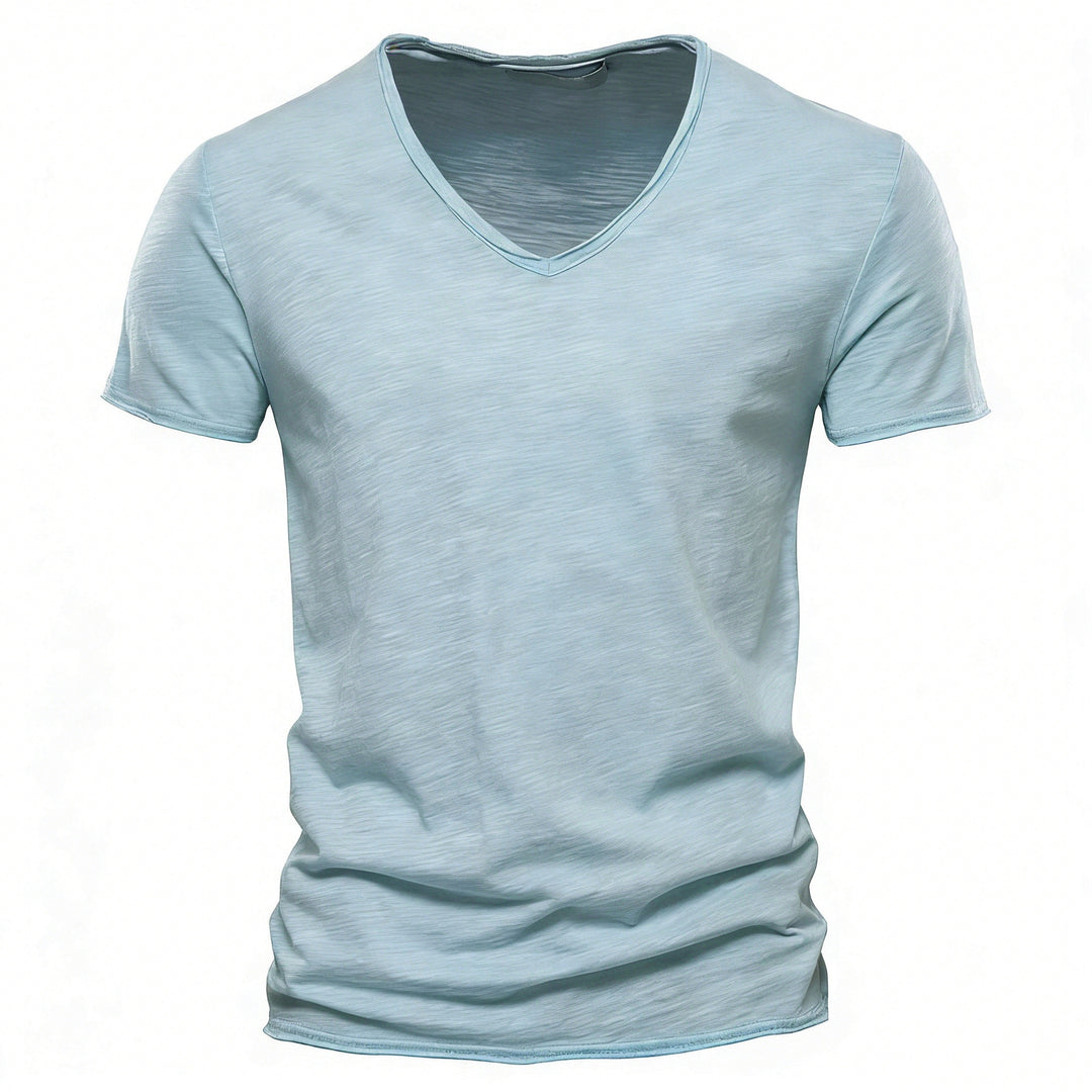 Herren nan leichtes Baumwolljersey Kurzarmshirt mit V-Ausschnitt und schmaler Passform EB