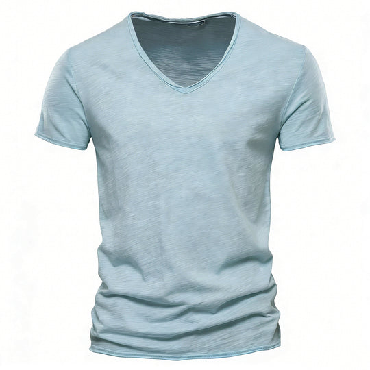 Herren nan leichtes Baumwolljersey Kurzarmshirt mit V-Ausschnitt und schmaler Passform EB