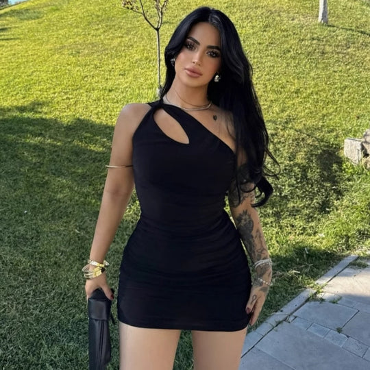 Damen Figurbetontes Neckholderkleid mit außergewöhnlichem Schnitt EB