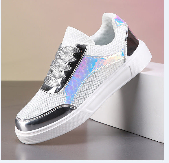 Damen Sportliche Sneakers mit modernem Glitzer-Design und atmungsaktiver Mesh-Oberfläche EB