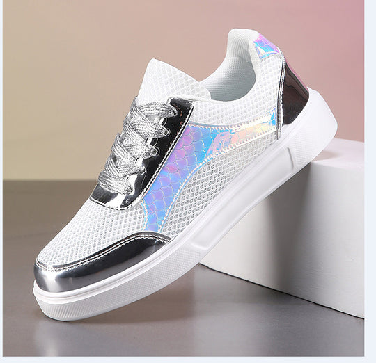 Damen Sportliche Sneakers mit modernem Glitzer-Design und atmungsaktiver Mesh-Oberfläche EB