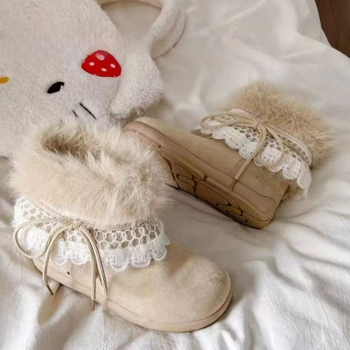 Damen Kuschelige Winterstiefel mit dekorativem Fellkragen und hochwertigem Obermaterial EB