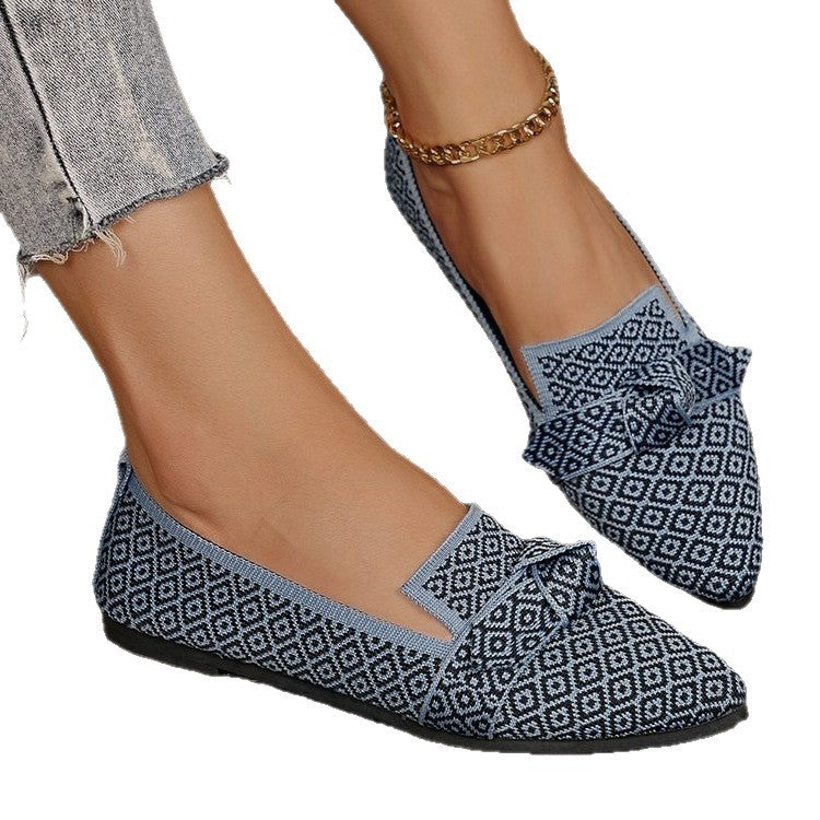 Damen Ballerinas mit modischem Schleifenmuster und bequemer Sohle EB