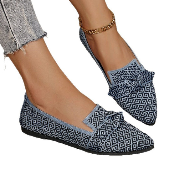 Damen Ballerinas mit modischem Schleifenmuster und bequemer Sohle EB