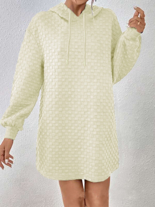 Damen Kapuzenkleid mit Strukturmuster und langen Ärmeln EB