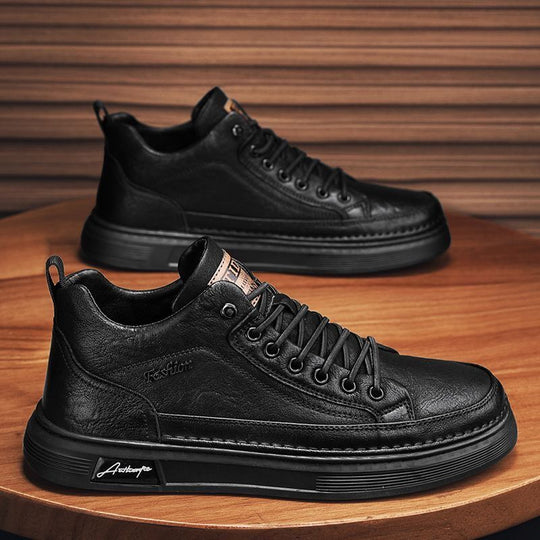 Herren trendige High-Top Sneaker mit robustem Leder-Obermaterial und dämpfender Sohle EB
