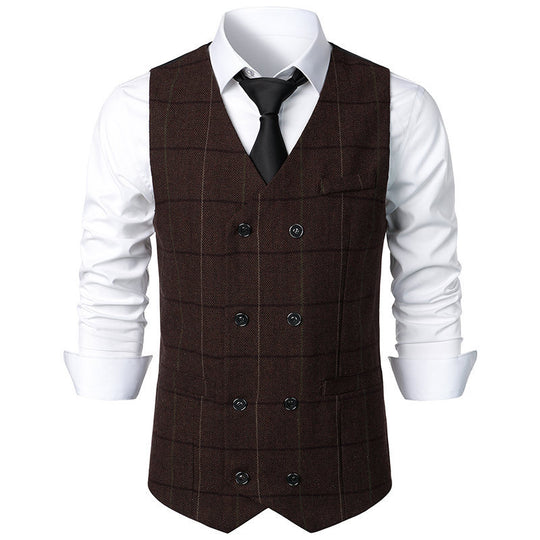 Herren elegante Karoweste mit doppelter Knopfleiste und klassischem Karo-Muster EB