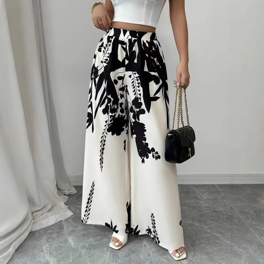 Damen weite Palazzo-Hose mit floralem Muster EB