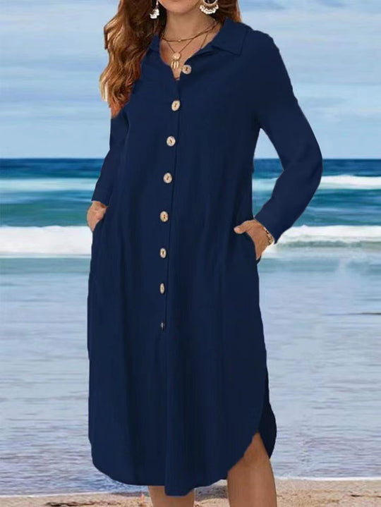 Damen Hemdkleid mit Knopfleiste und Seitenschlitzen EB