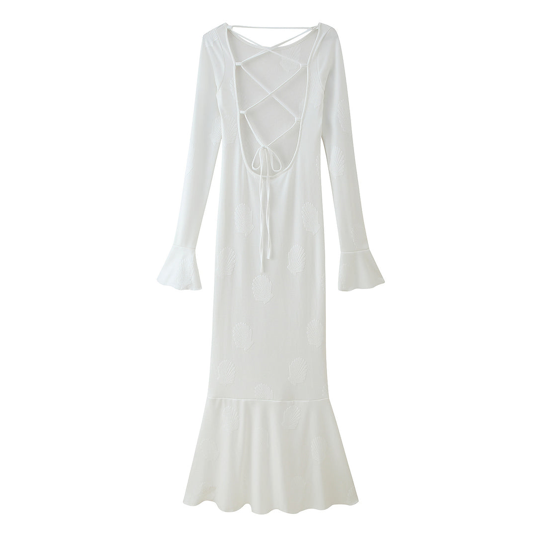 Damen Elegantes Maxikleid mit ausgestellten Ärmeln und floralem Design EB