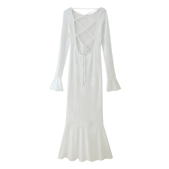 Damen Elegantes Maxikleid mit ausgestellten Ärmeln und floralem Design EB