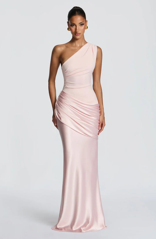 Damen Elegantes Abendkleid mit Off-Shoulder-Design und Fließendem Cape EB