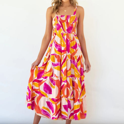 Damen Maxikleid mit voluminösem Rock und schulterfreien Trägern EB