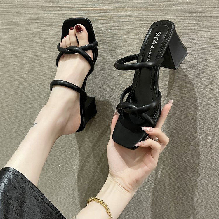 Damen Slingback Sandalen mit quadratischem Absatz EB