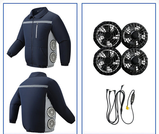 Unisex nan kühlende Ventilationsjacke mit integrierten seitlichen Lüftern und atmungsaktivem Funktionsmaterial R&B