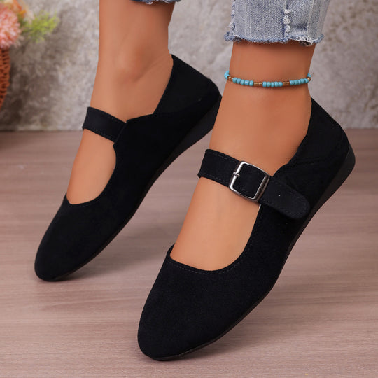 Damen Ballerinas mit praktischem Riemenverschluss und trendigem Leo-Muster EB
