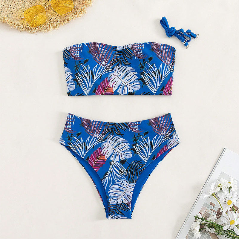 Damen Bandeau-Bikini mit hochgeschnittenem Unterteil EB