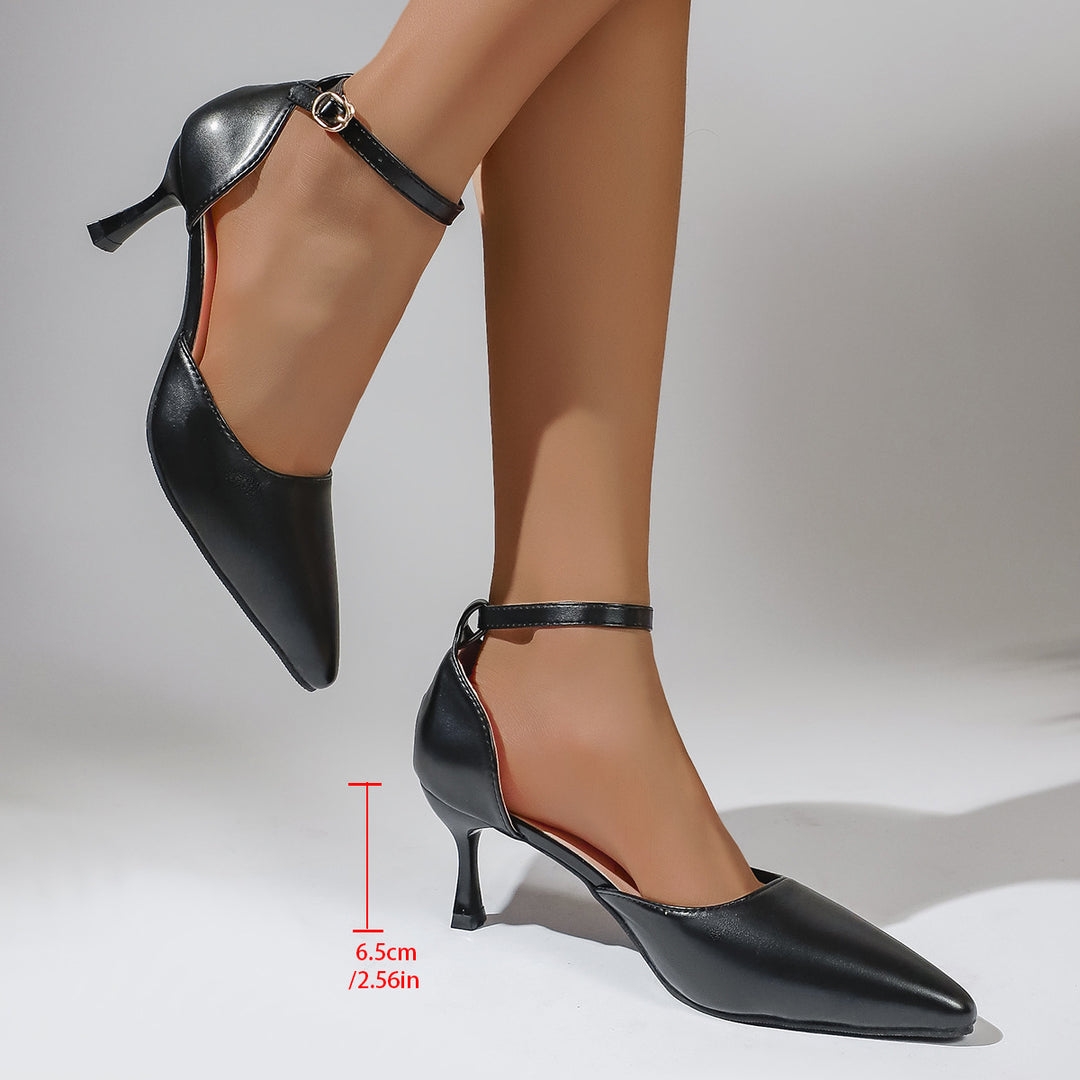 Damen elegante Slingback-Pumps mit schmalem Absatz und modischem Knöchelriemen EB