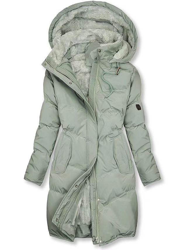Damen gefütterter Winterparka mit abnehmbarer Kapuze und weichem Innenfutter EB