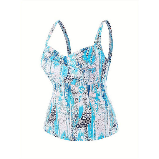 Damen Tankini-Oberteil mit modischem Schnitt und unterstützenden Raffungselementen EB