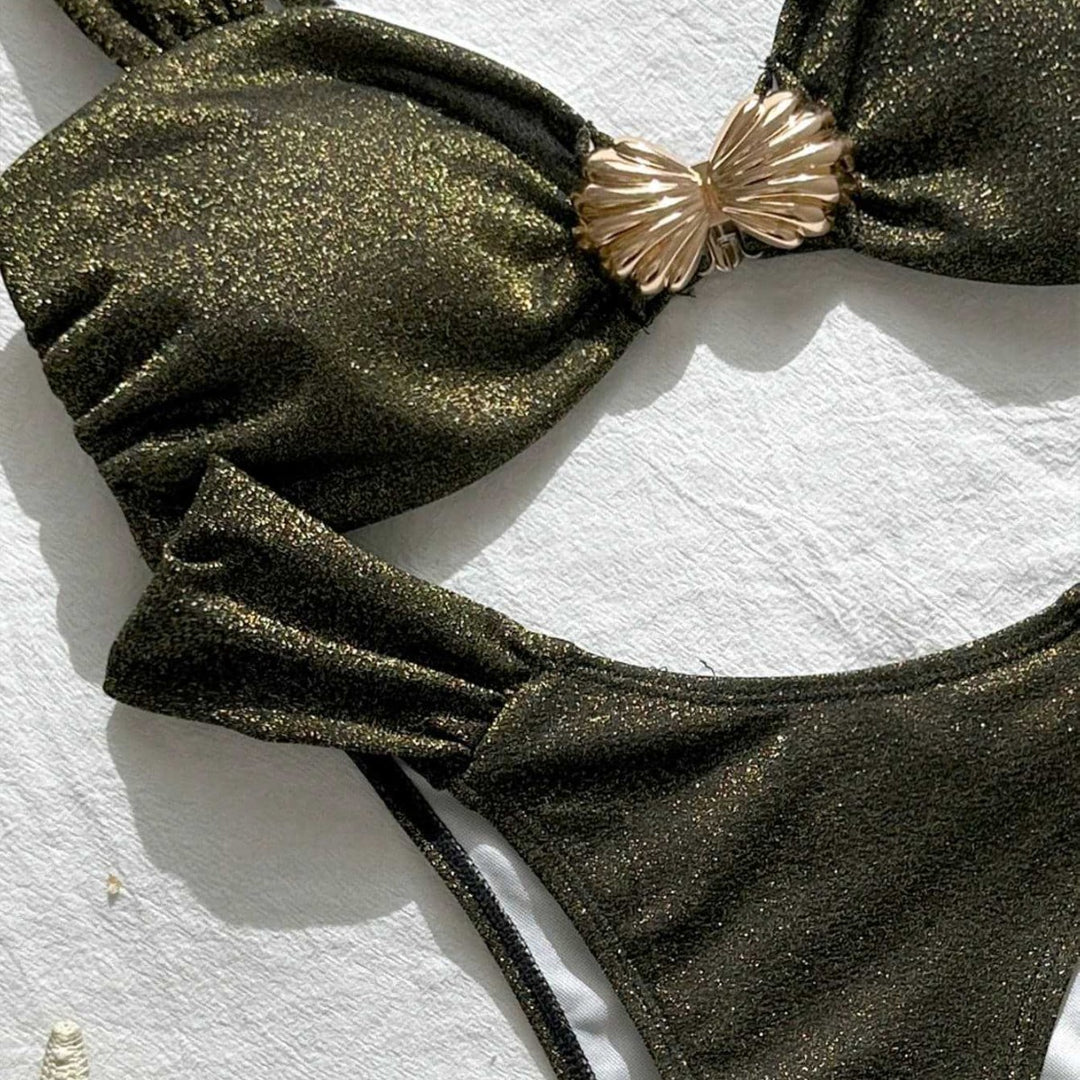Damen Glitzernder Bikini mit dekorativem Muschel-Detail EB