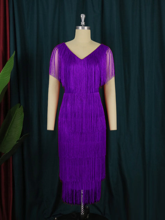 Damen Fransen Kleid EB