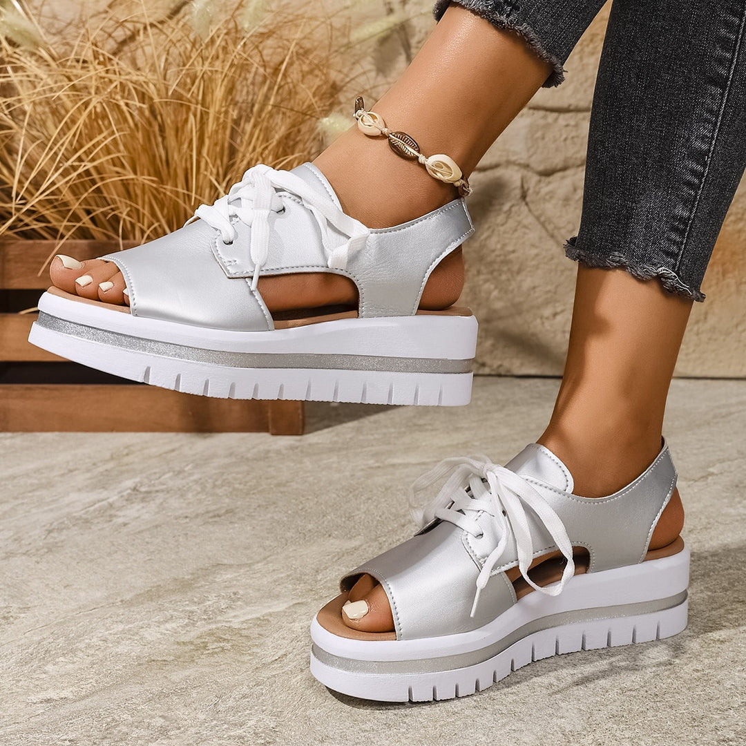 Damen sportliche Plateau-Sandalen mit atmungsaktivem Obermaterial und modischem Design EB