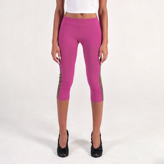 Damen Sportliche 3/4-Leggings mit seitlichen Kontraststreifen EB