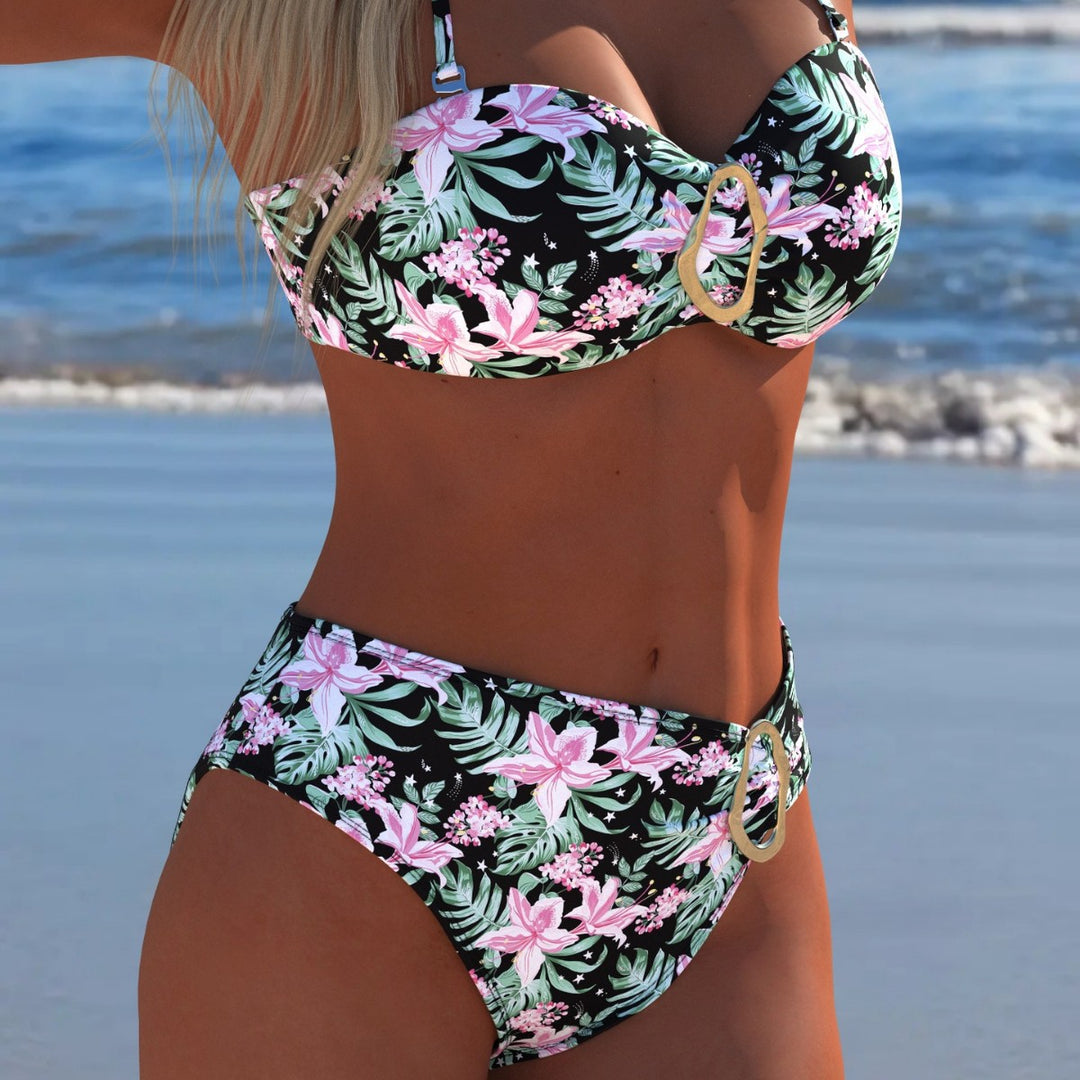 Damen Bikini-Set mit elegantem Balconette-Oberteil und hoch geschnittenen Höschen EB