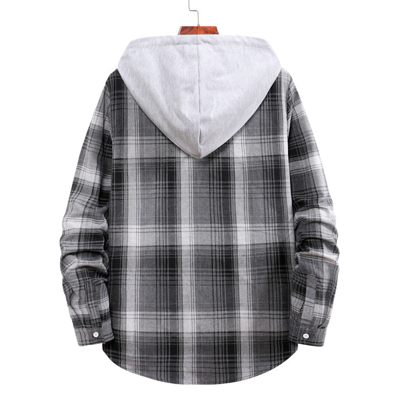 Herren Flanellhemdjacke mit Hood und modernem Karomuster EB