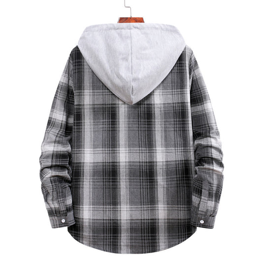 Herren Flanellhemdjacke mit Hood und modernem Karomuster EB