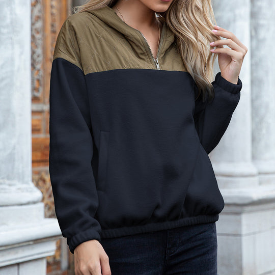 Damen kuschelige Fleecejacke mit Kapuze und praktischen Taschen EB