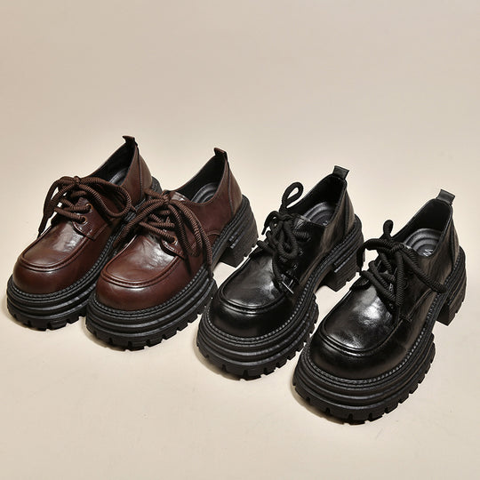 Damen Modische Schnürschuhe mit robustem Plateau-Heel und elegantem Obermaterial EB