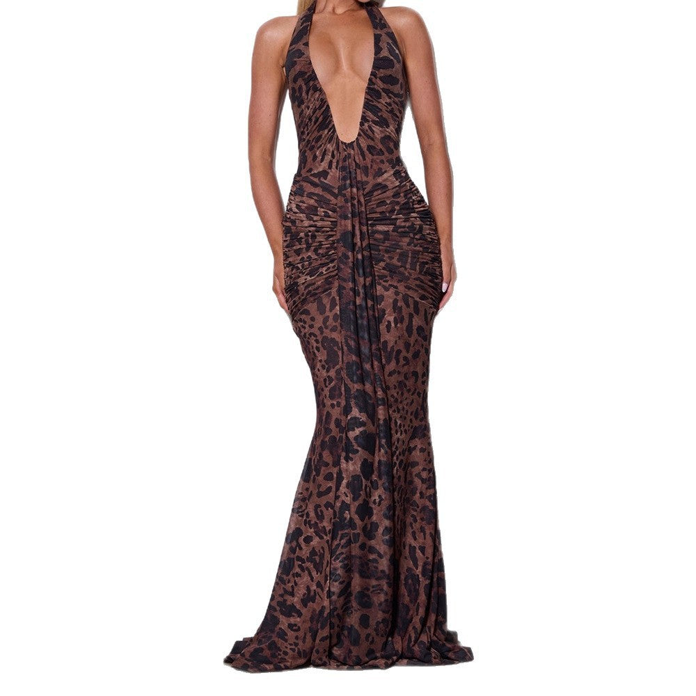 Damen Elegantes Wickelkleid mit tiefem V-Ausschnitt und raffiniertem Faltenwurf EB