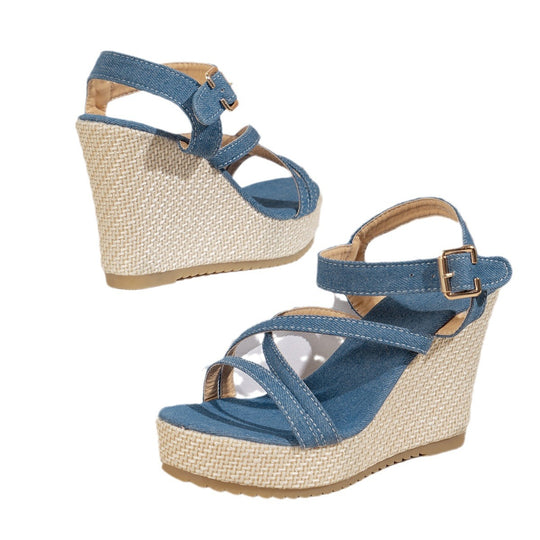 Damen Wedge-Sandalen mit verstellbarem Riemendesign und komfortabler Plattformsohle EB