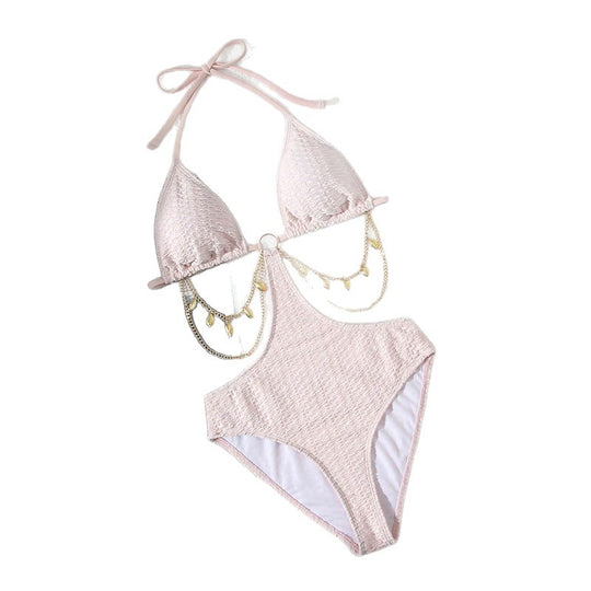 Damen Triangel-Bikini mit modischem Kettenakzent und verstellbaren Trägern EB