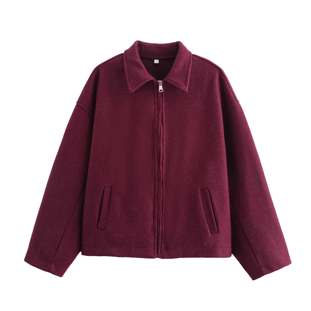 Damen lässige Fleecejacke mit hohem Kragen und innenliegendem Taschen EB