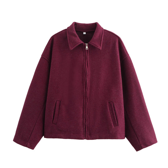Damen lässige Fleecejacke mit hohem Kragen und innenliegendem Taschen EB