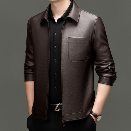 Herren Kunstlederjacke mit modernem Schnitt und praktischen Taschen EB