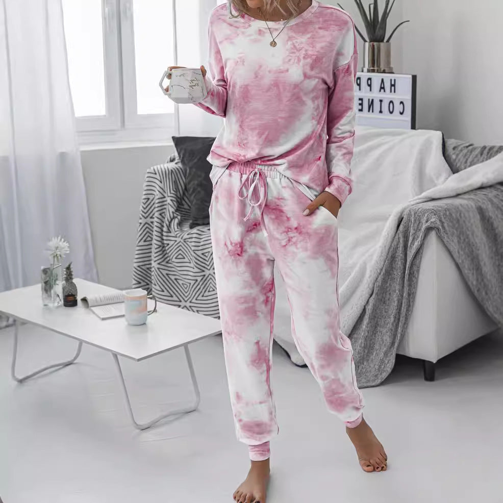 Damen Freizeit-Loungewear Set mit modischem Batikdesign und bequemen Passform EB