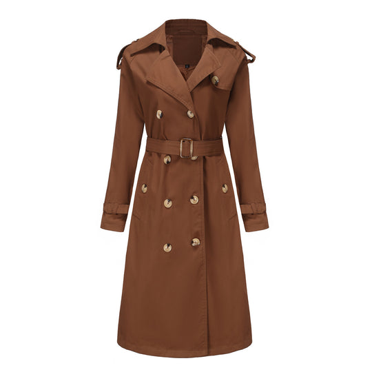 Damen nan Trenchcoat mit doppelreihiger Knopfleiste, Taillengürtel und Schulterklappen EB