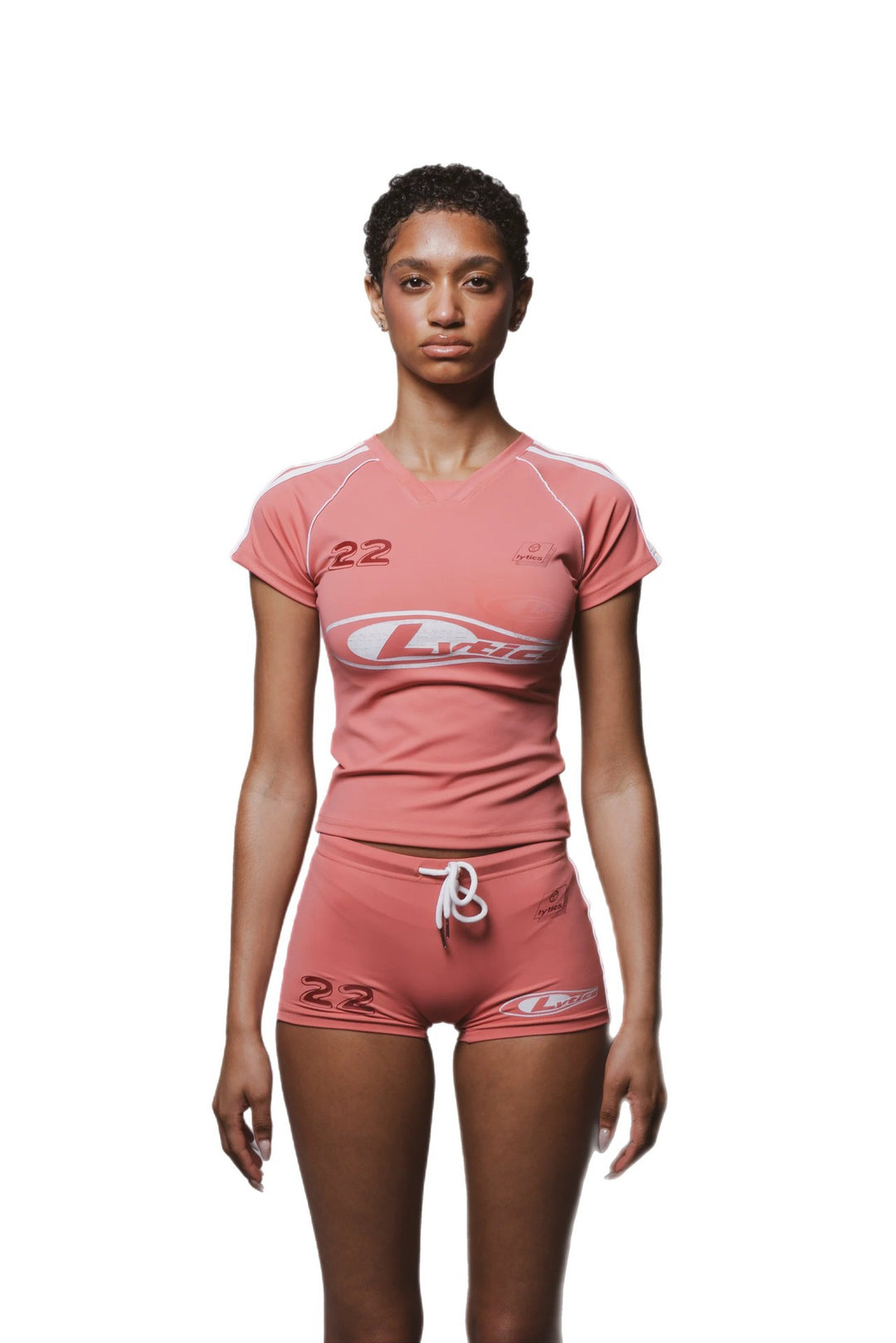 Damen Sport-Set mit figurbetonter Shorts und kurzärmeliger Oberteil EB