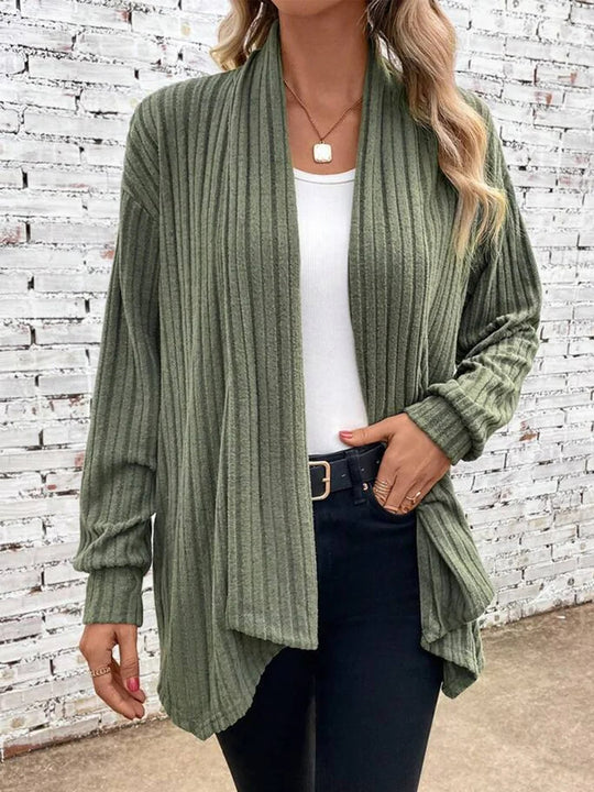 Damen angesagte Strickjacke mit strukturiertem Design und offenem Schnitt EB