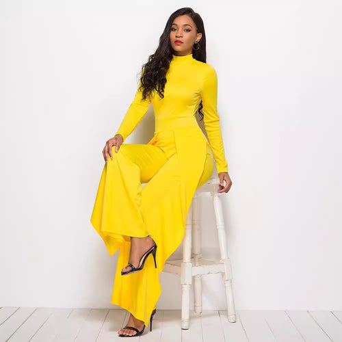 Damen Eleganter und fließender Jumpsuit mit langen Ärmeln EB