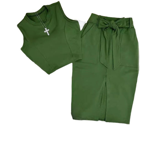 Damen elegantes und modisches Oberteil mit Wickelrock EB