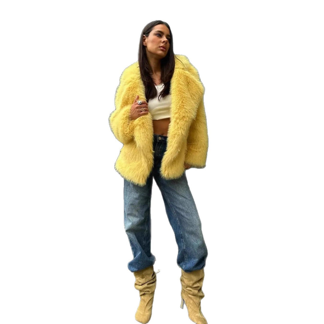 Damen Elegante Kunstfelljacke mit weichem Futter und voluminösem Schnitt EB
