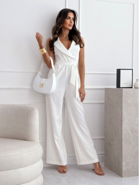 Damen Jumpsuit mit tailliertem Schnitt und Wickeldesign EB